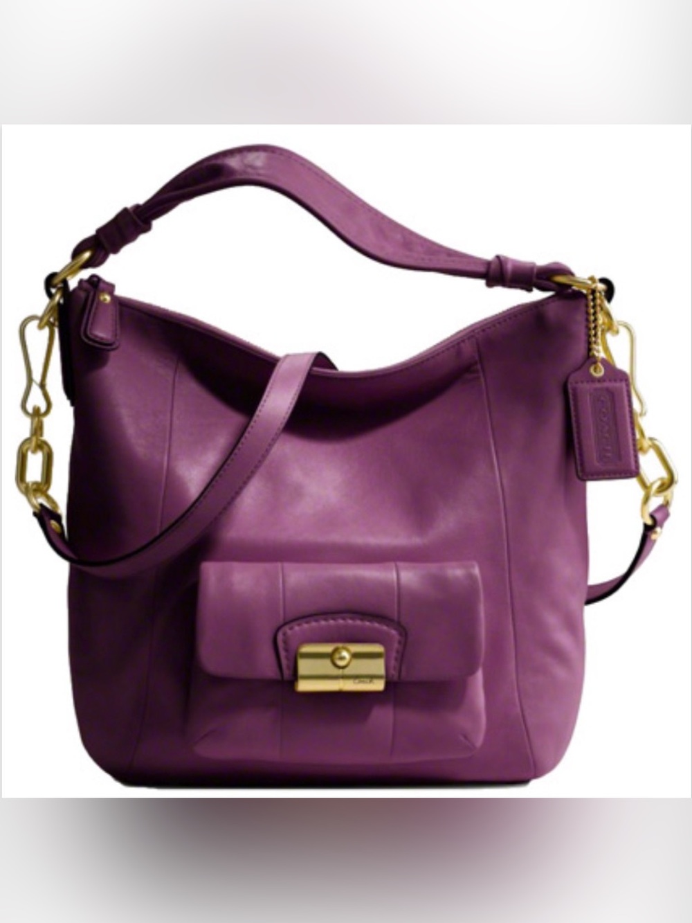 Coach Kristen shoulder bag in gold colour raisin leather